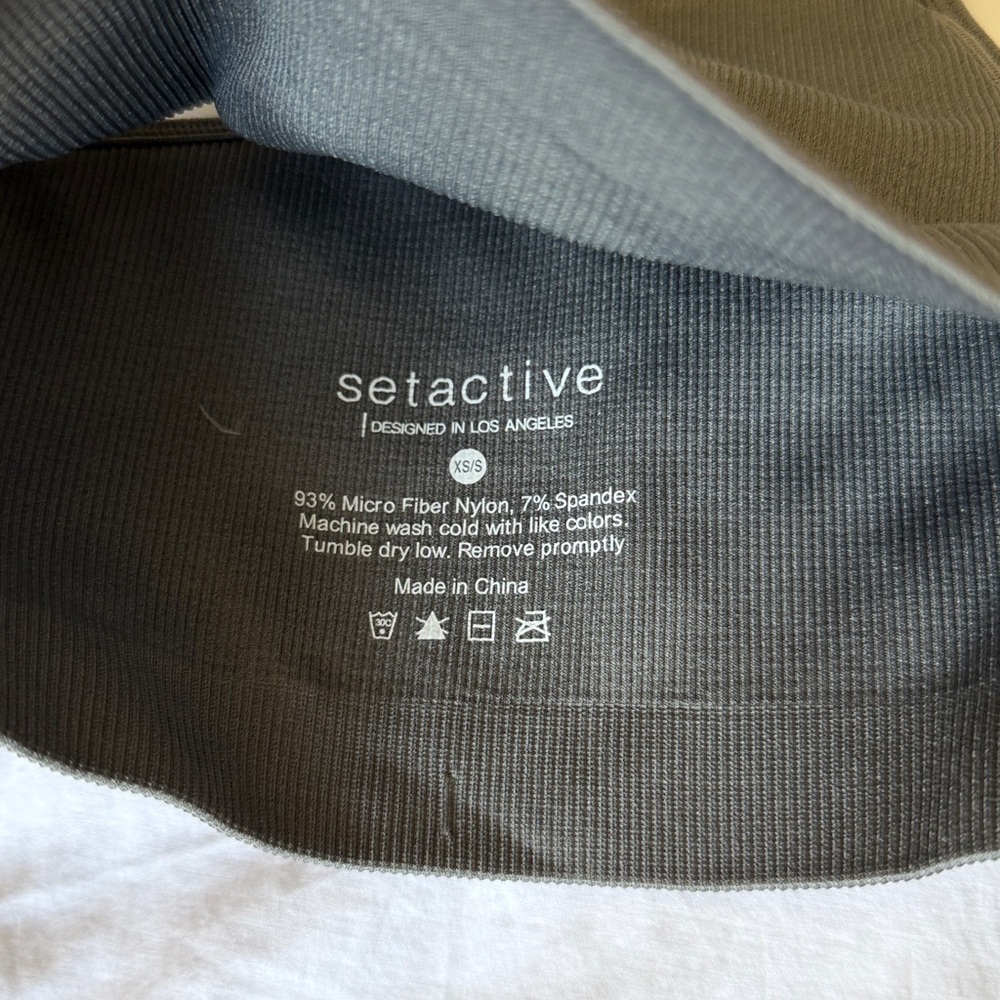 SET Active Grey Ribbed One-Shoulder Active Set XS/S - Picture 3 of 5